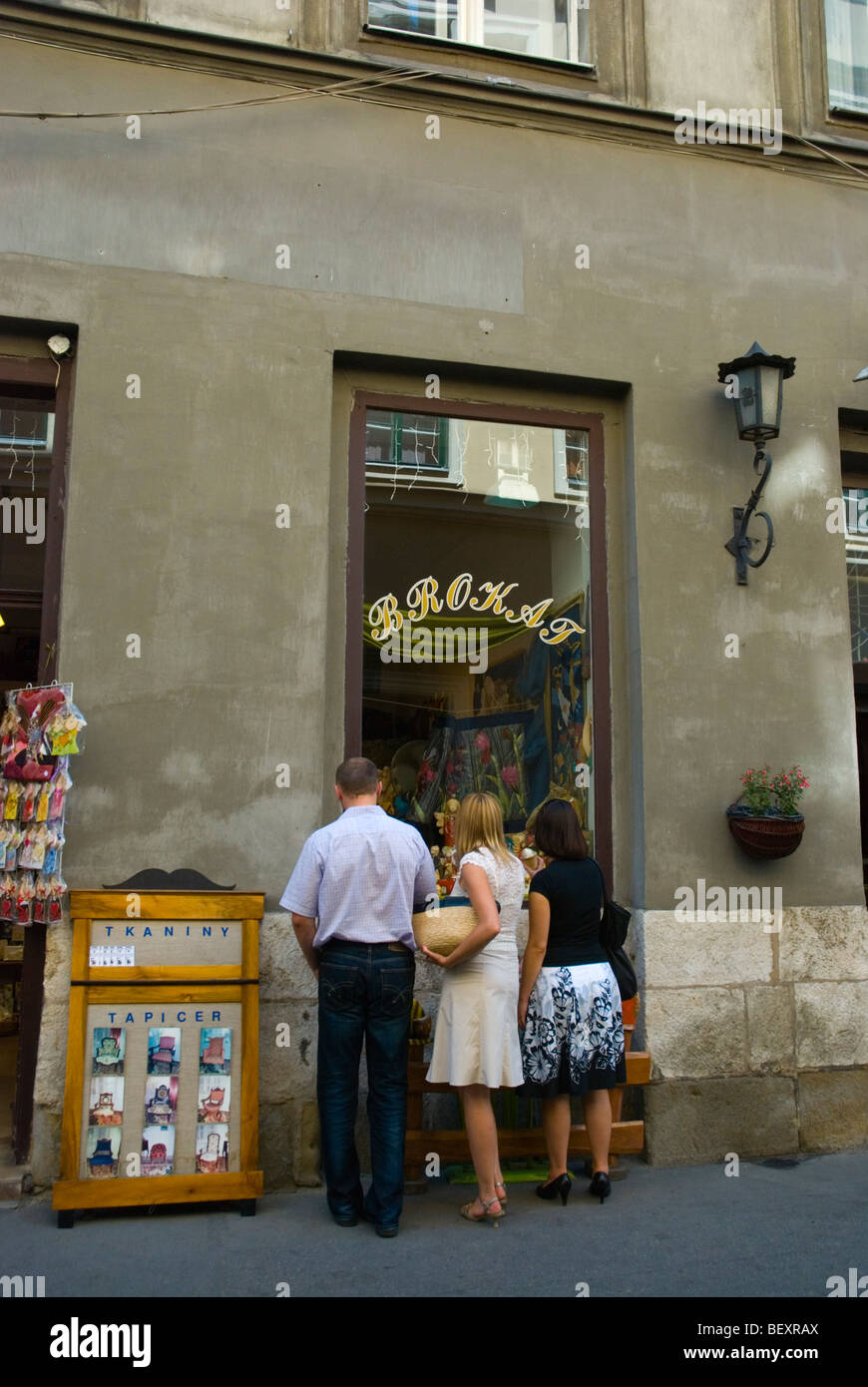 People looking at souvenir shop in Krakow Poland Europe Stock Photo Alamy