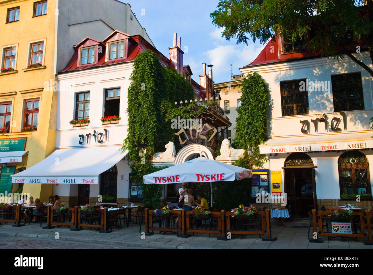 Restaurant terraces Szeroka in Kazimierz district Krakow Poland Europe Stock Photo Alamy