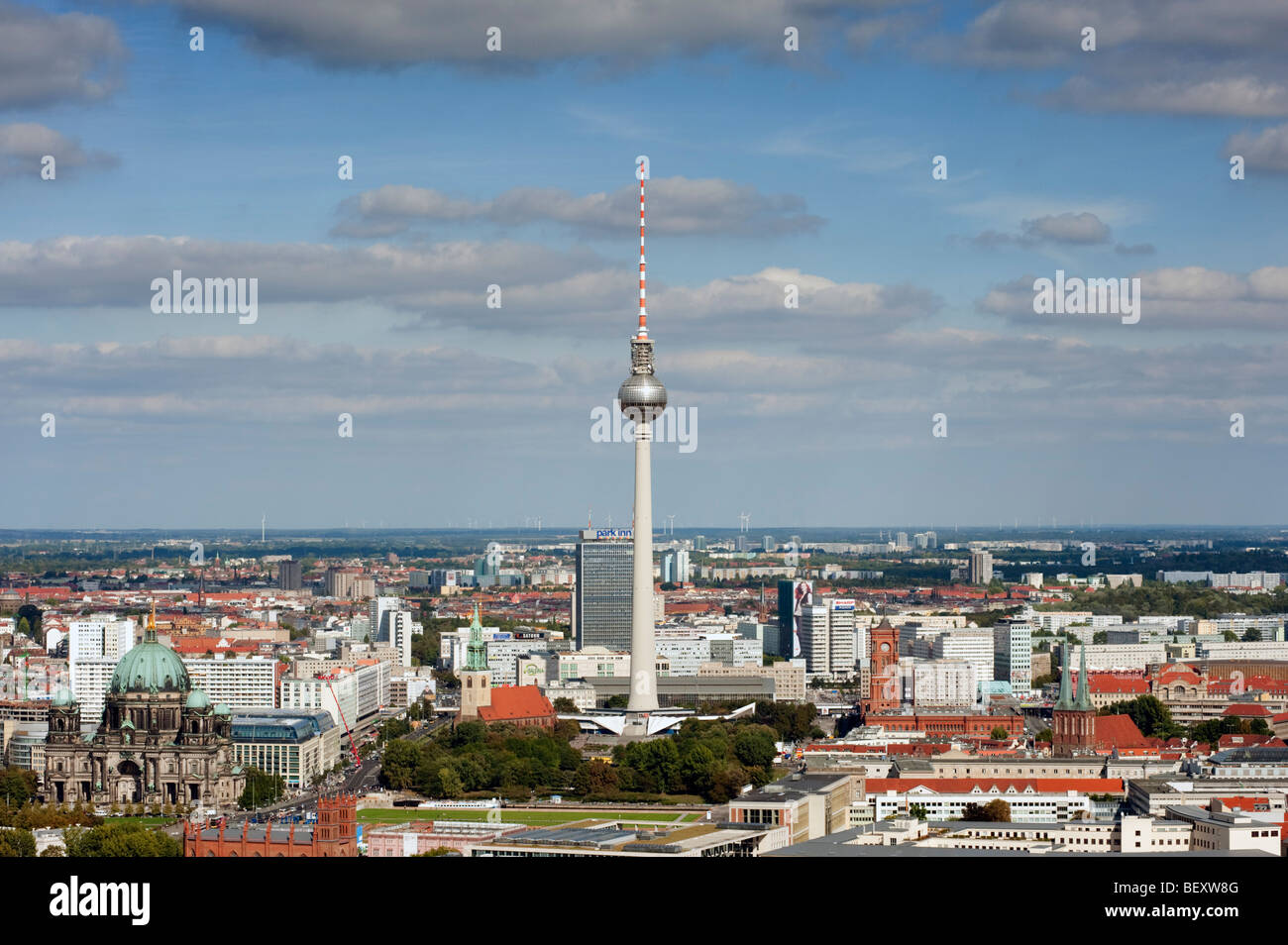 Cityscape of Berlin with Television Tower at Alexanderplatz Stock Photo