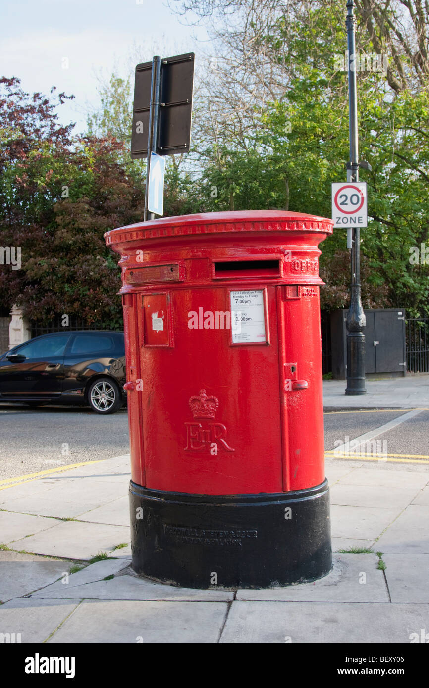 Red post box in Camden, UK Stock Photo