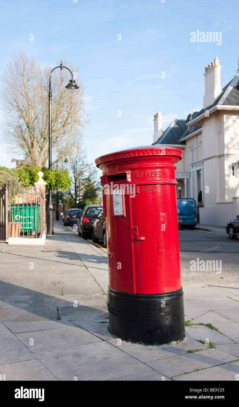 Red post box in Camden area, UK Stock Photo