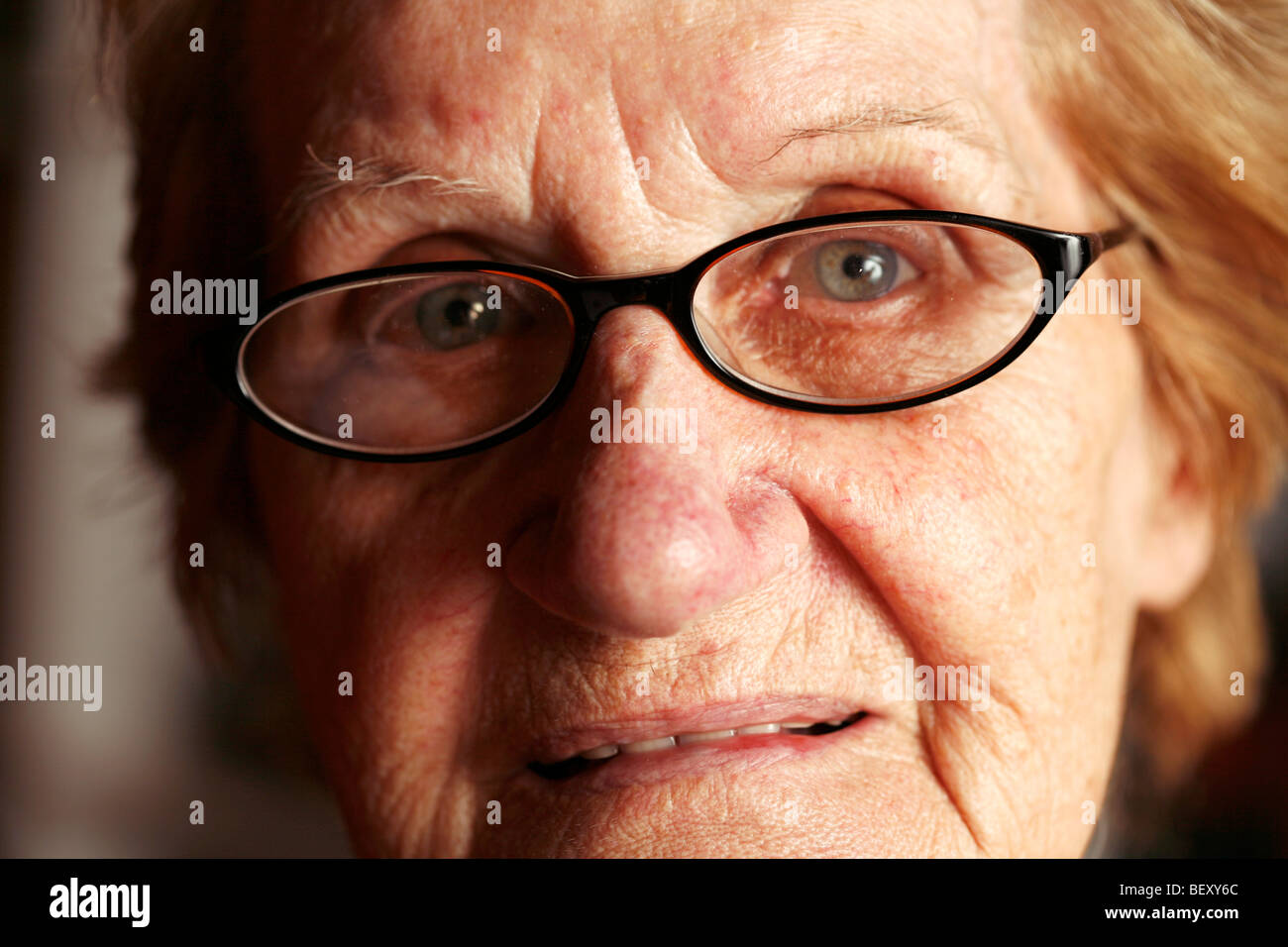 elderly woman wearing glasses Stock Photo