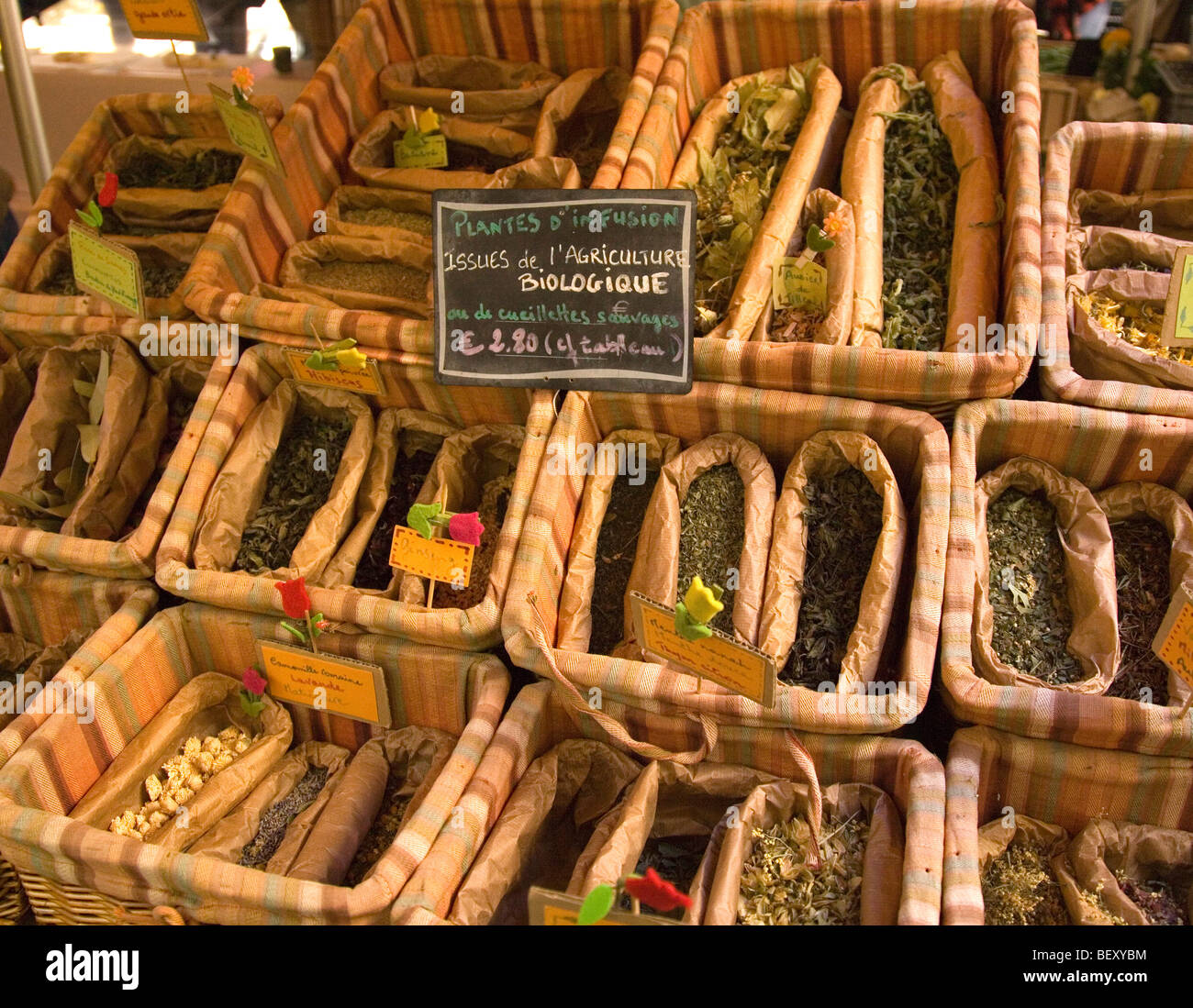 Herbs for sale in French market Stock Photo