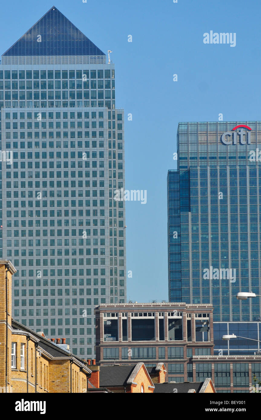 Canary Wharf Area of the London Docklands Stock Photo