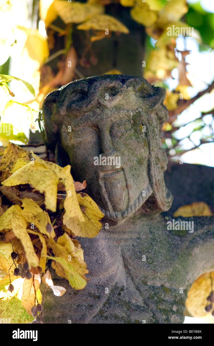 detail of calvary in autumn - St Leonard - alsace - france Stock Photo