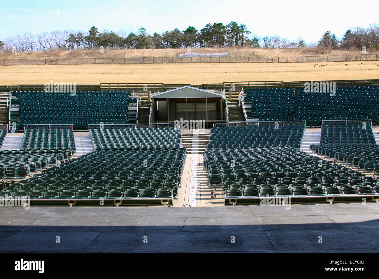 Empty outdoor ampitheater, Brookhaven, Long Island, NY Stock Photo