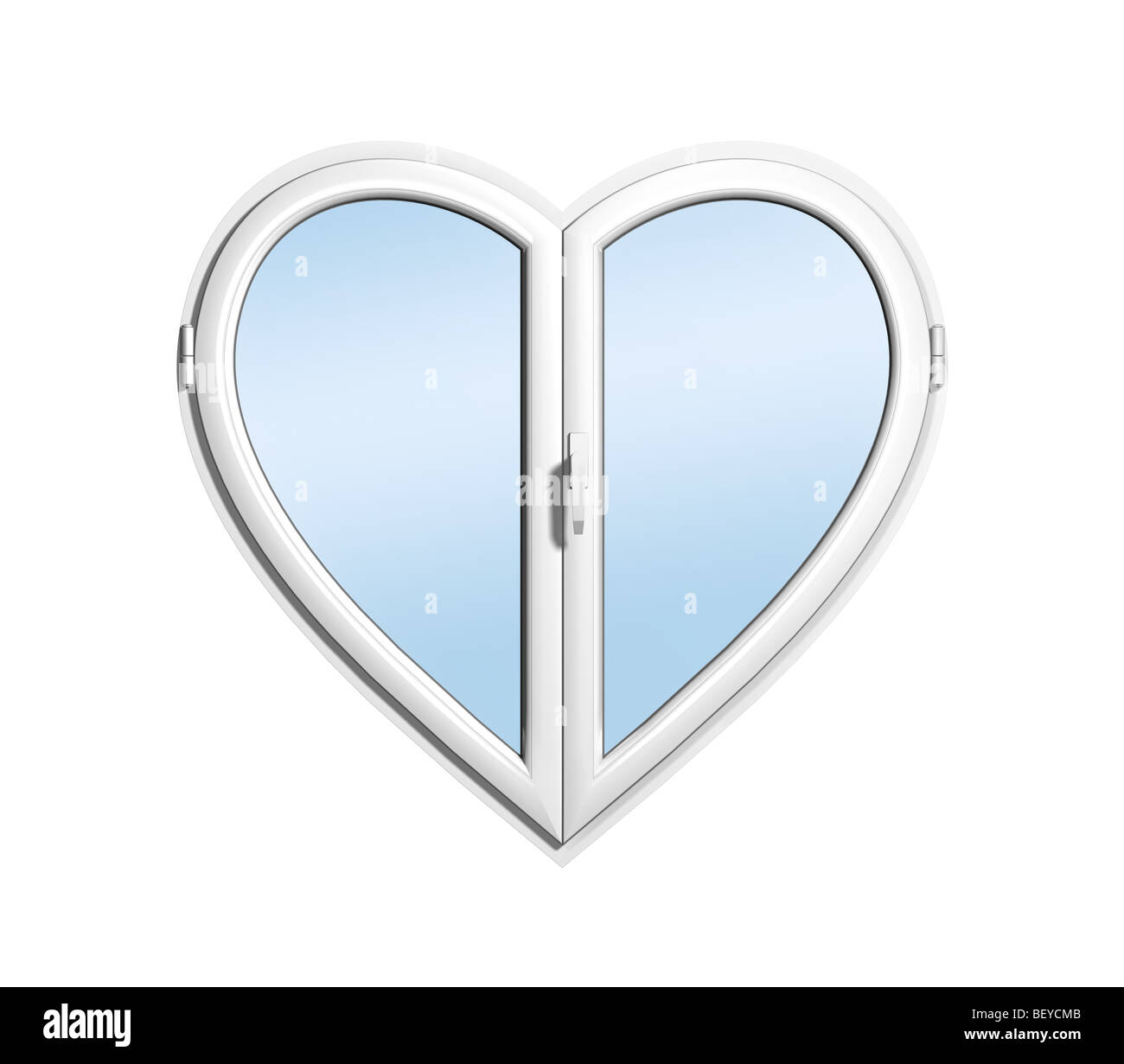 Heart-shaped uPVC window Stock Photo