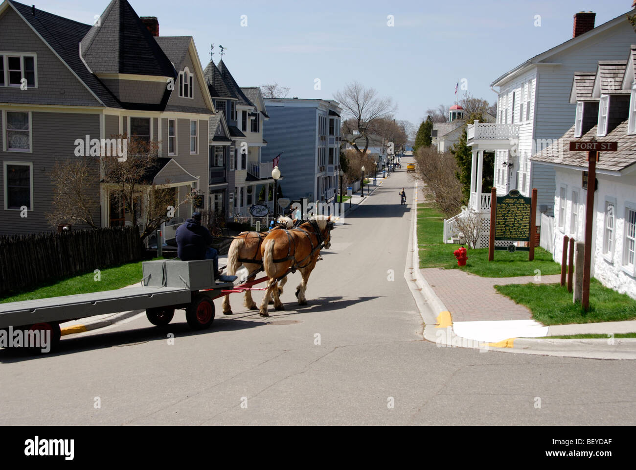 Luggage cart on Mackinac Island, Michigan Stock Photo Alamy