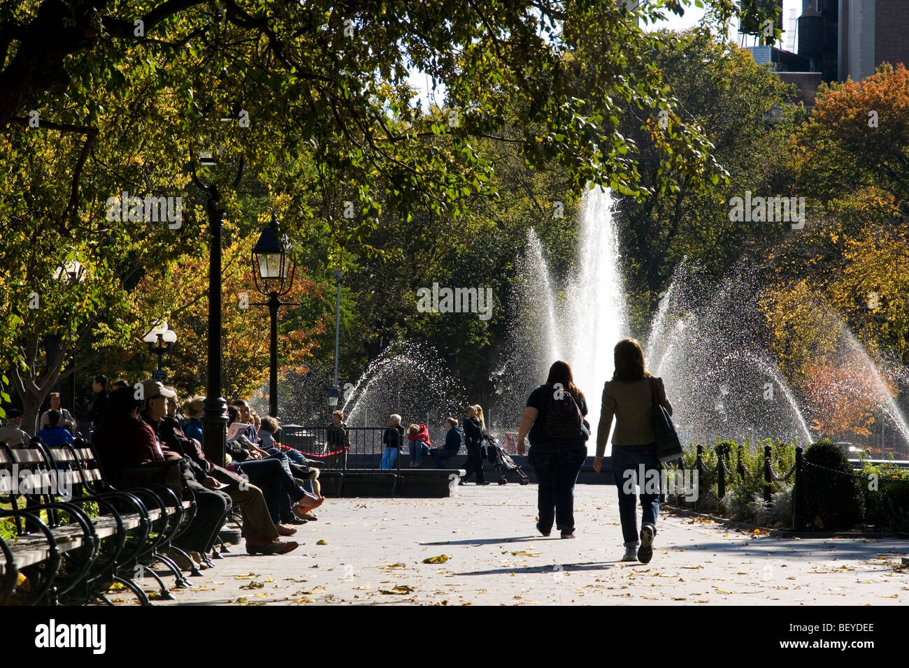 Early morning in Washington Square Park, Greenwich Village, New York City Stock Photo