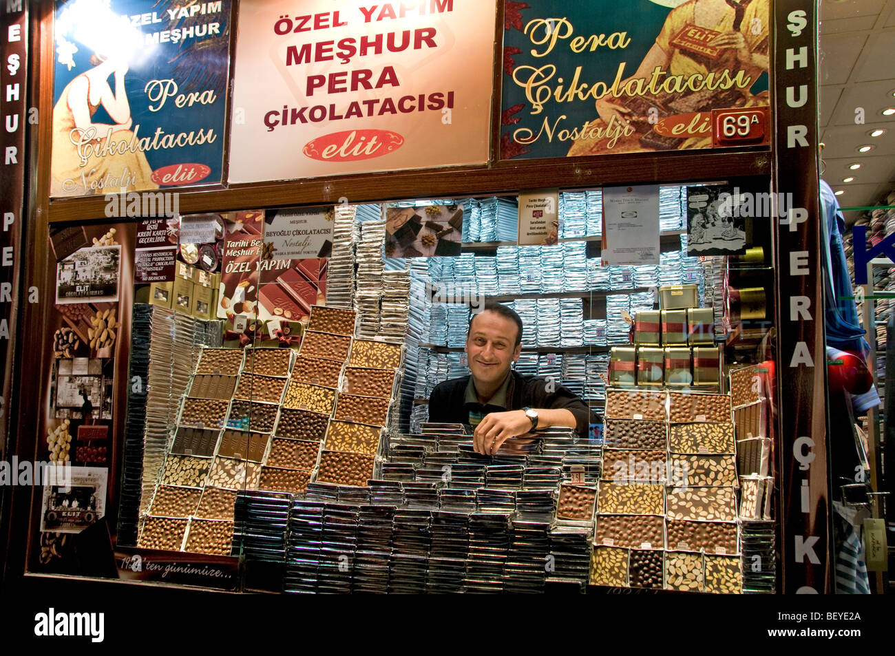 Istanbul Istiklal Caddesi Beyoglu bar of chocolate Turkey Stock Photo