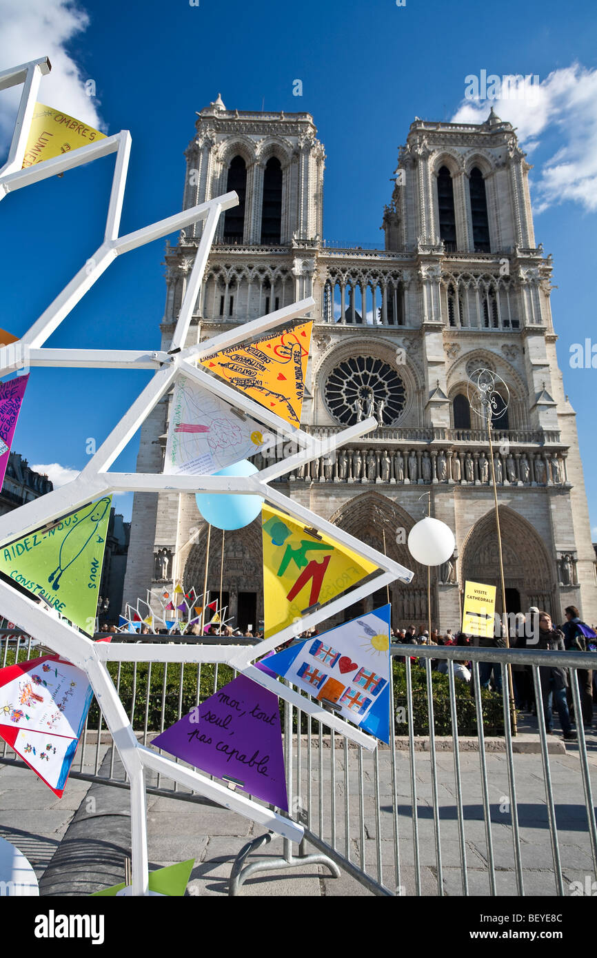 West Front of Notre-Dame cathedral Paris France Stock Photo