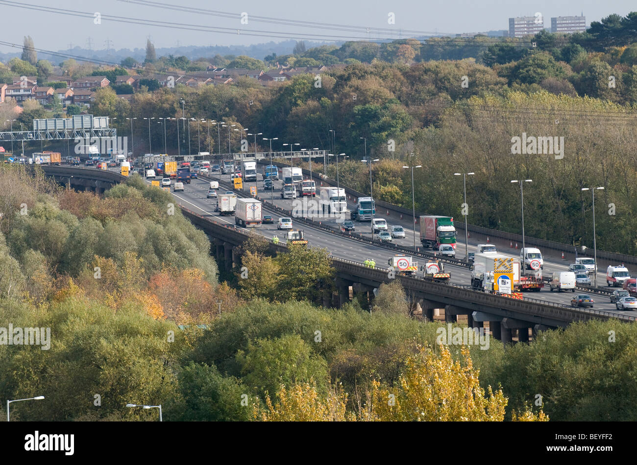 A view of the M6 motorway near Castle Bromwich in Birmingham West Midlands England UK Stock Photo