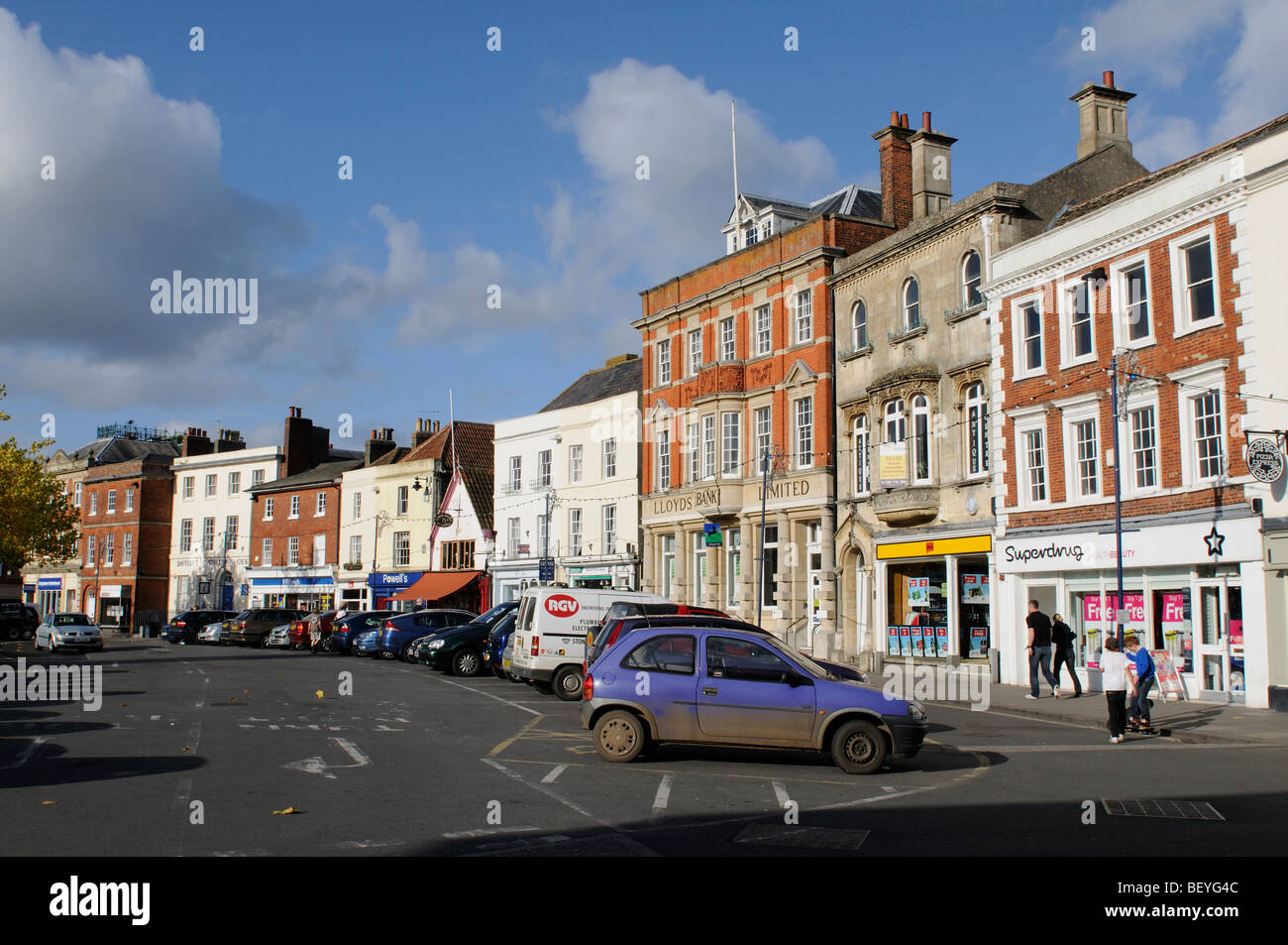 Market Square Devizes town centre shops Wiltshire England UK Stock ...