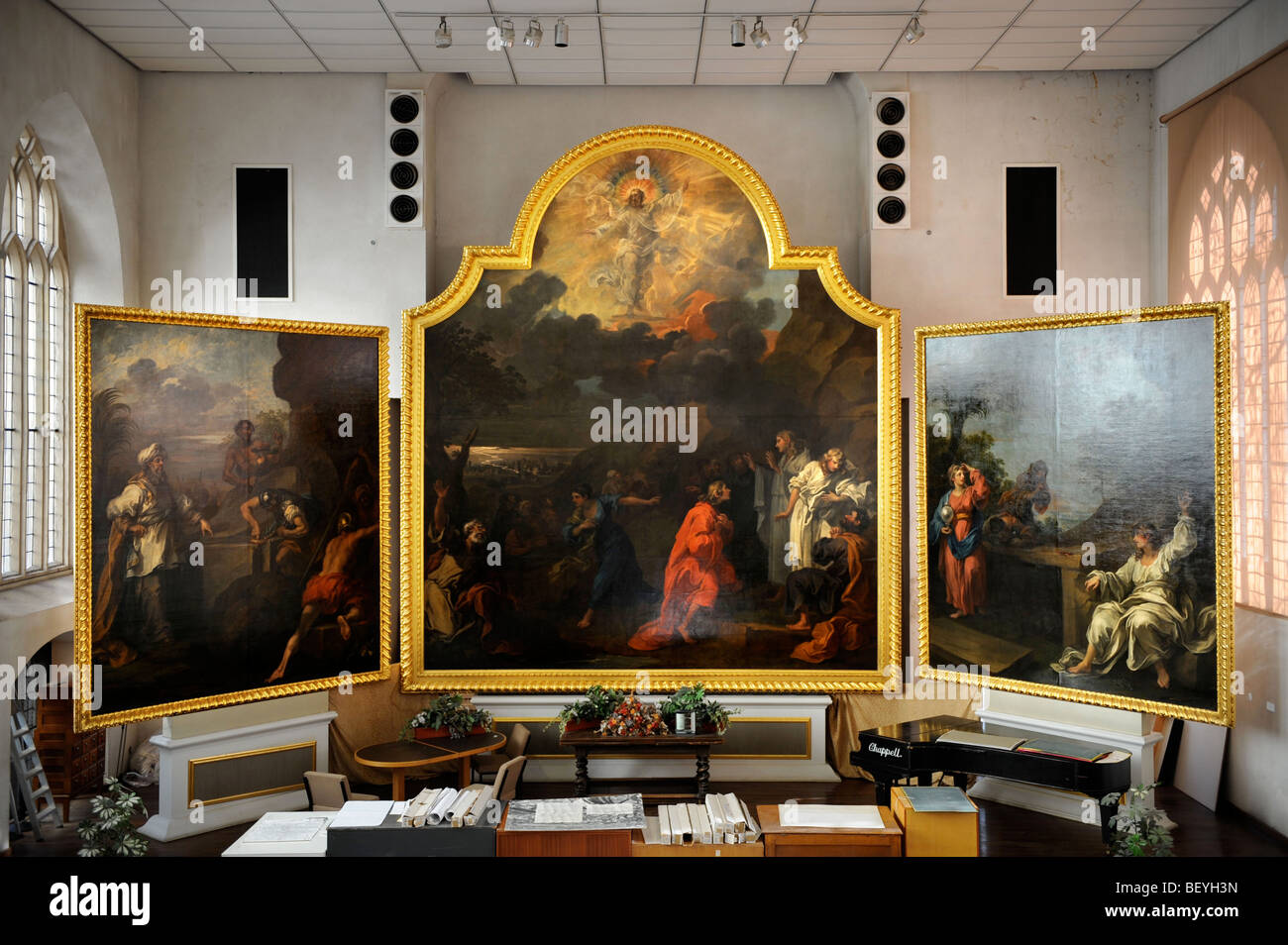 The three William Hogarth paintings in St Nicholas Church, Bristol UK