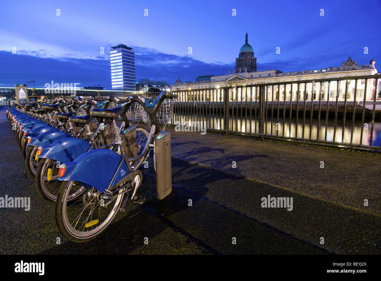 Dublin Bikes by the Liffey Stock Photo Alamy