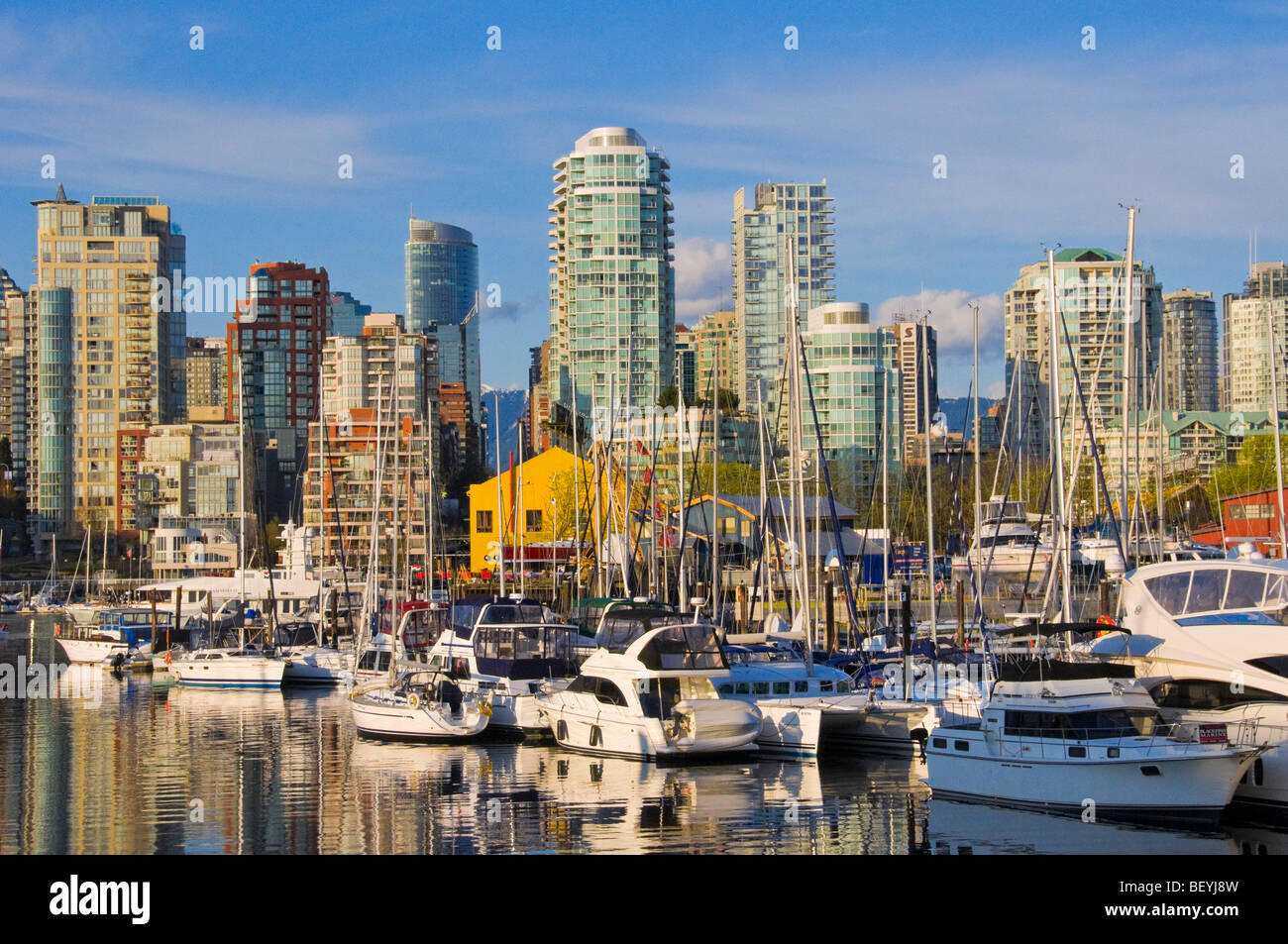 View of Downtown Vancouver from Granville Island Stock Photo
