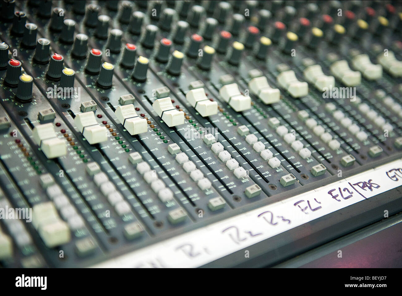Close up view of a professional sound mixing desk used for mixing live sound Stock Photo Alamy