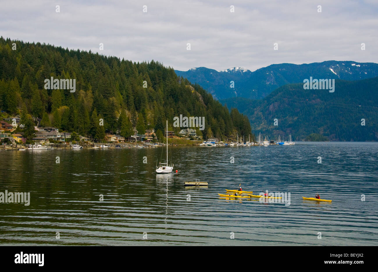 North Vancouver , View of the harbor of Deep Cove settlement and of Indian arm inlet Stock Photo