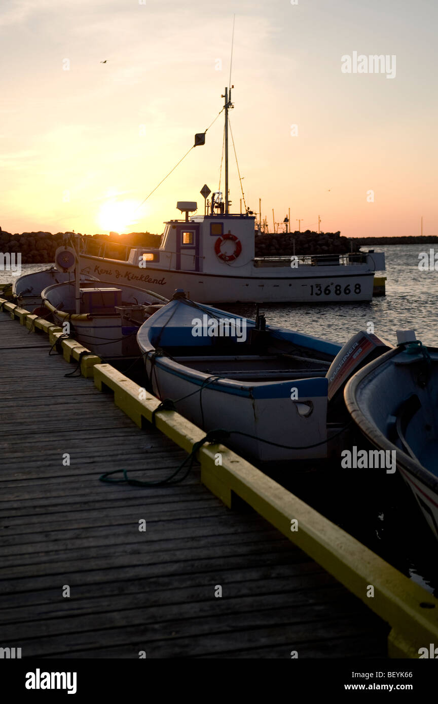 Boats tied to wharf at Old Perlican, Newfoundland Stock Photo Alamy