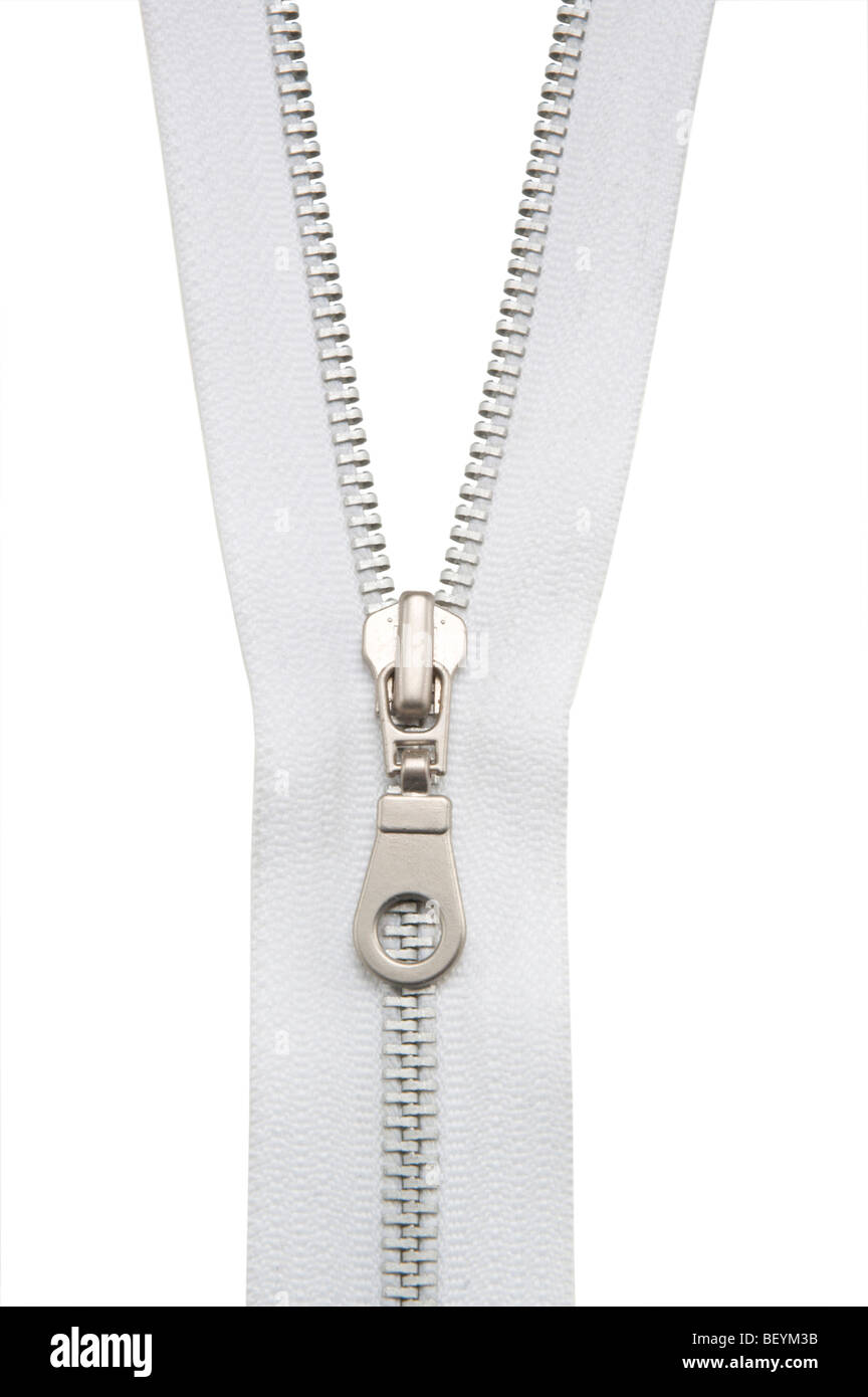 Zipper on white Stock Photo