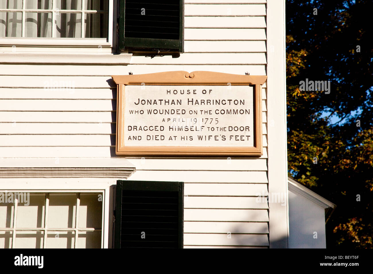 Historic Jonathan Harrington house on the Green, Lexington, Massachusetts USA Stock Photo