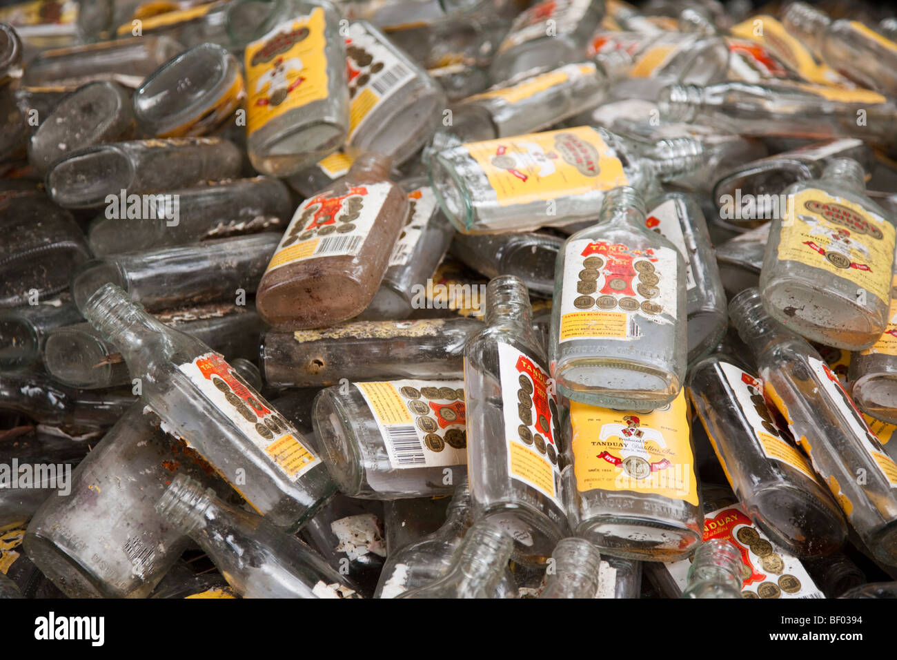 Empty Tanduay rum bottles. Iloilo Philippines Stock Photo Alamy