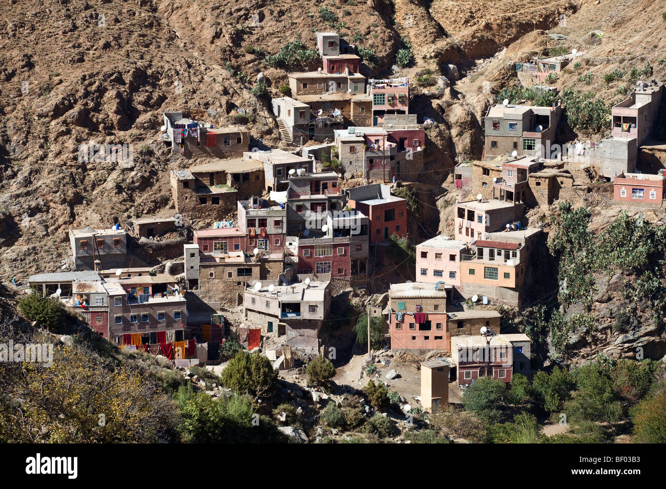 Setti Fatma berber village in Ourika Valley, High Atlas mountains 40km from Marrakesh, Morocco Stock Photo