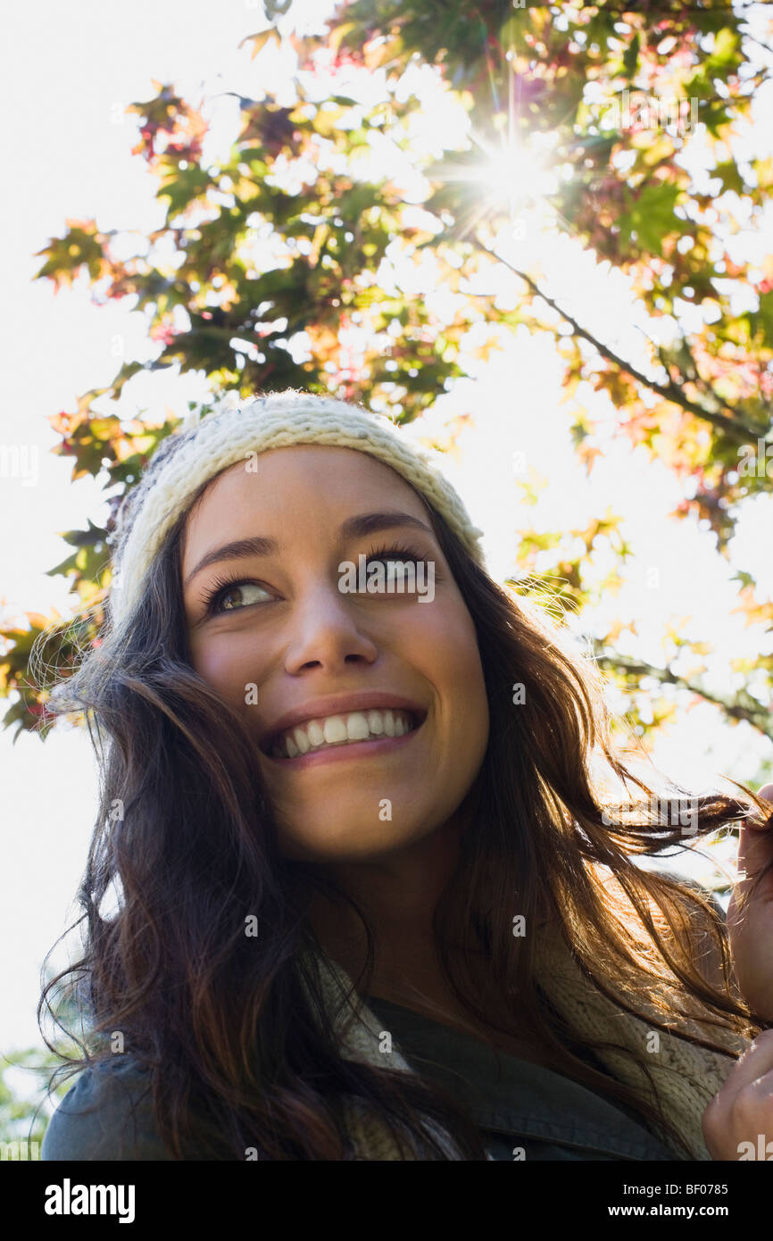 Low angle view of a woman smiling Stock Photo