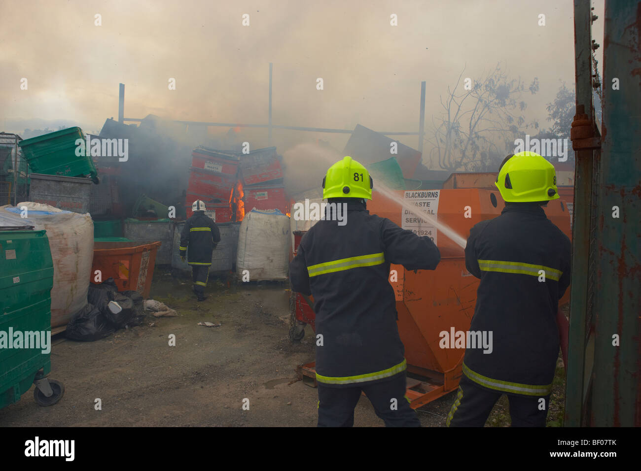 FIRE AT WASTE PAPER RECYCLING PLANT Stock Photo