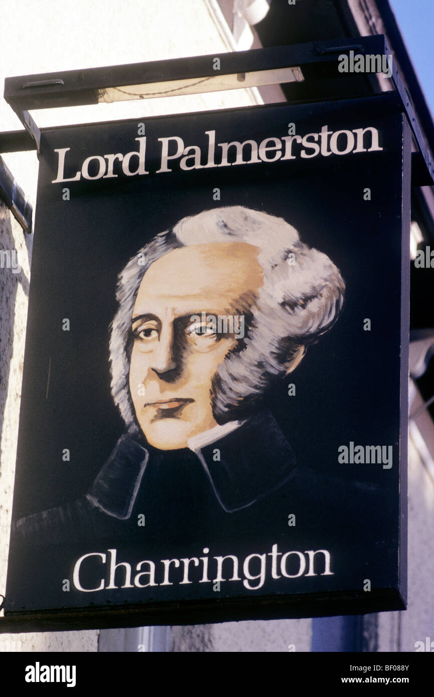Lord Palmerston pub inn sign London SW6 England UK English signs portrait board boards England UK public house houses  licensed Stock Photo