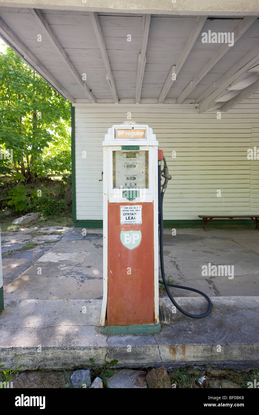 Old 1950's gas pump by BP on a side road in Virginia. Stock Photo