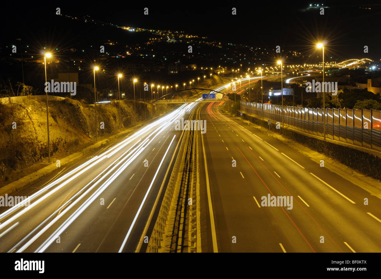 Highway at night. Canary Island Tenerife, Spain Stock Photo