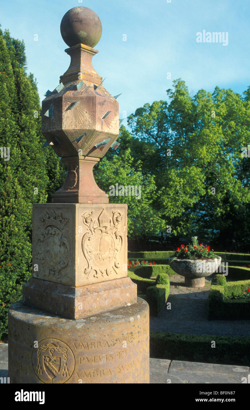 International Sundial, Cloister Mont Sainte-Odile, Odilienberg, Alsace, France Stock Photo