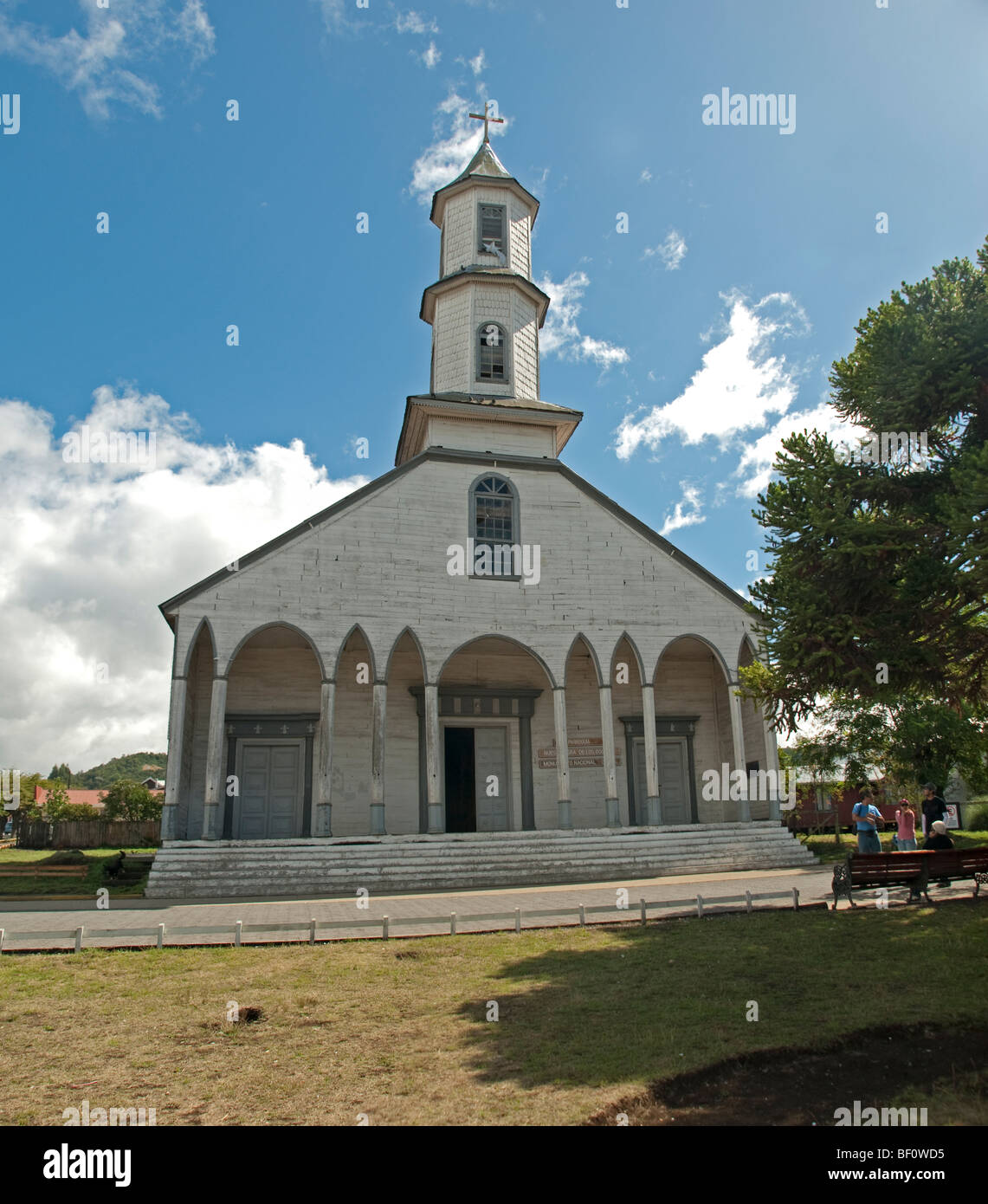 Church of Dalcahue, Chiloe Island, Chilota architecture, Stock Photo