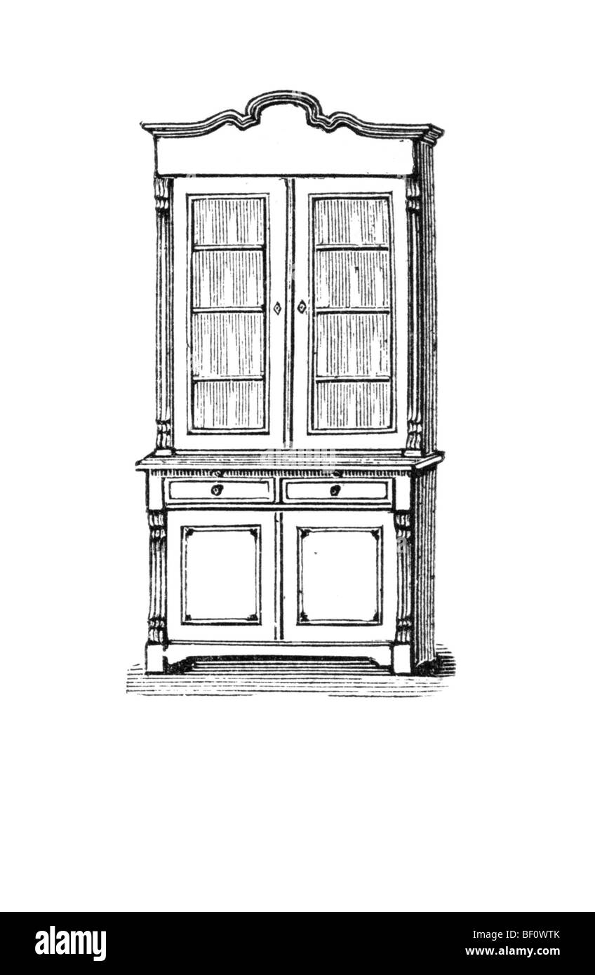 Kitchen cabinet, historical illustration from: Marie Adenfeller, Friedrich Werner: Illustrated cooking and housekeeping book, F Stock Photo
