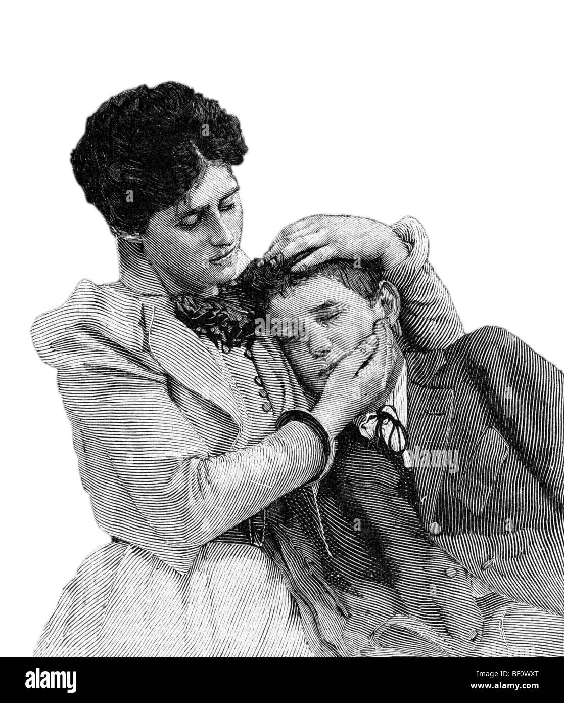 Soothing, historical illustration from: Anna Fischer Dueckelmann: The woman as a family doctor, 2nd edition, Stuttgart, 1907, p Stock Photo