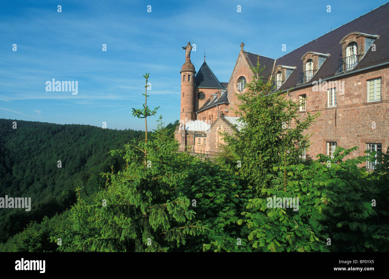 Cloister Mont Sainte-Odile, Odilienberg, Alsace, France Stock Photo