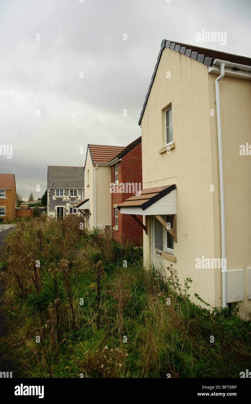 Part built private housing development project on the outskirts of Llanelli, abandoned after the developer went bust. wales UK Stock Photo