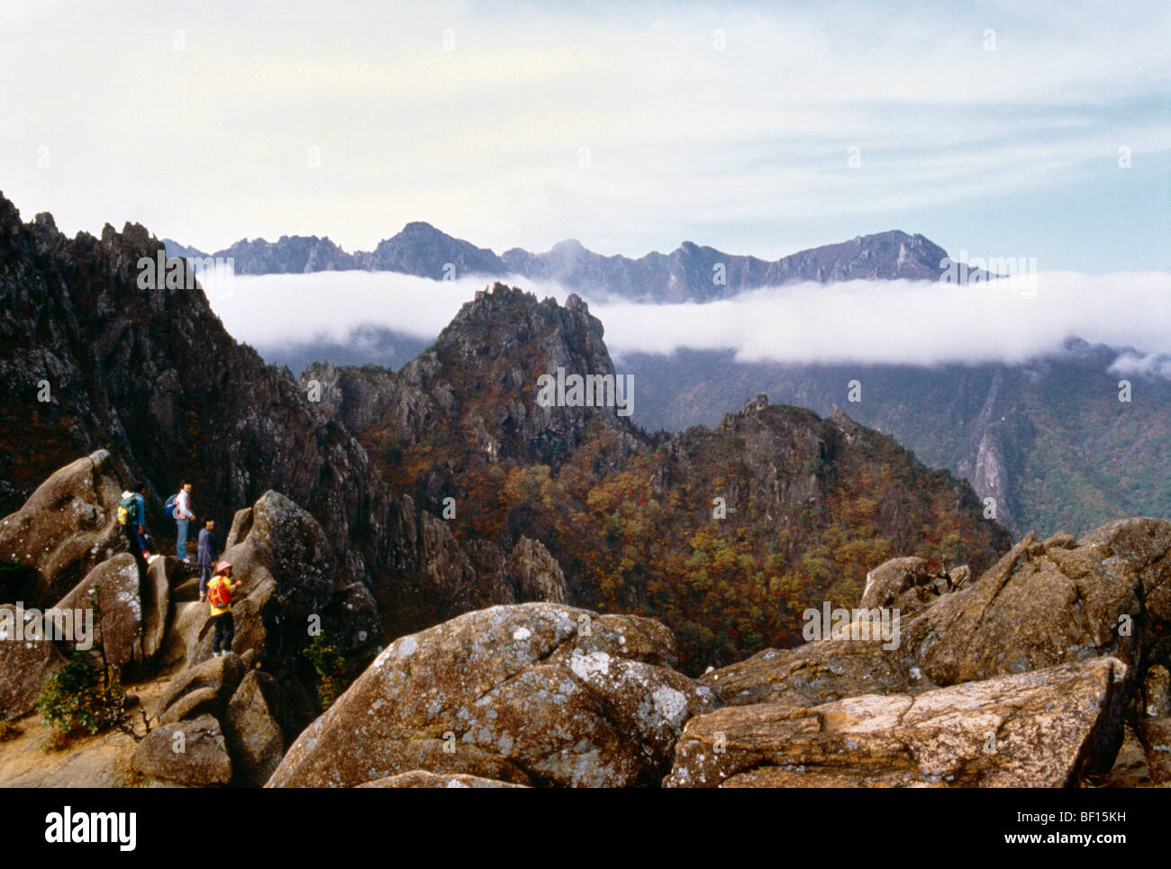 Korea Mt Soraksan In Visitors Climbing Stock Photo