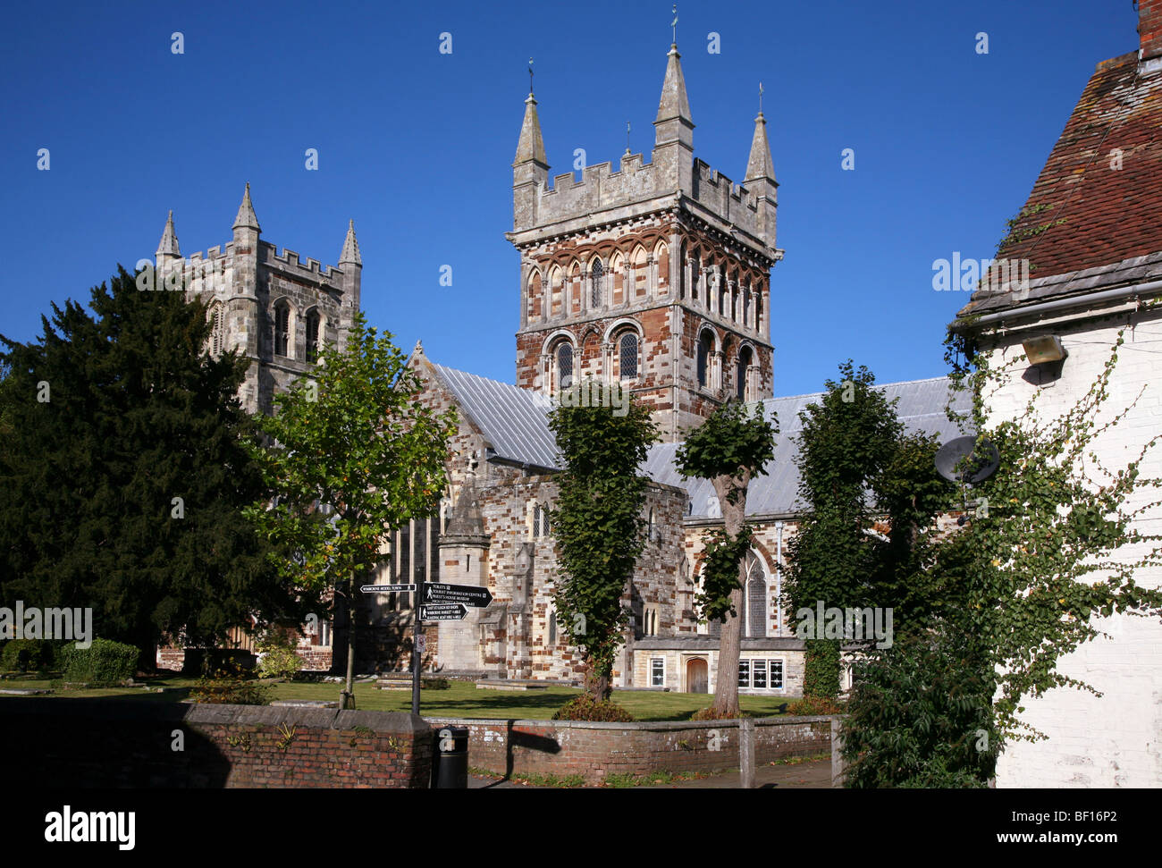 Wimborne Minster Church famed for its chained library and tomb of King