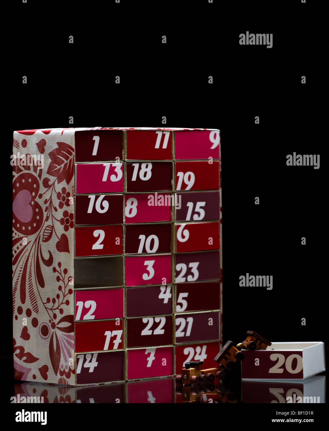 Advent calendar with small red drawers, Denmark Stock Photo Alamy