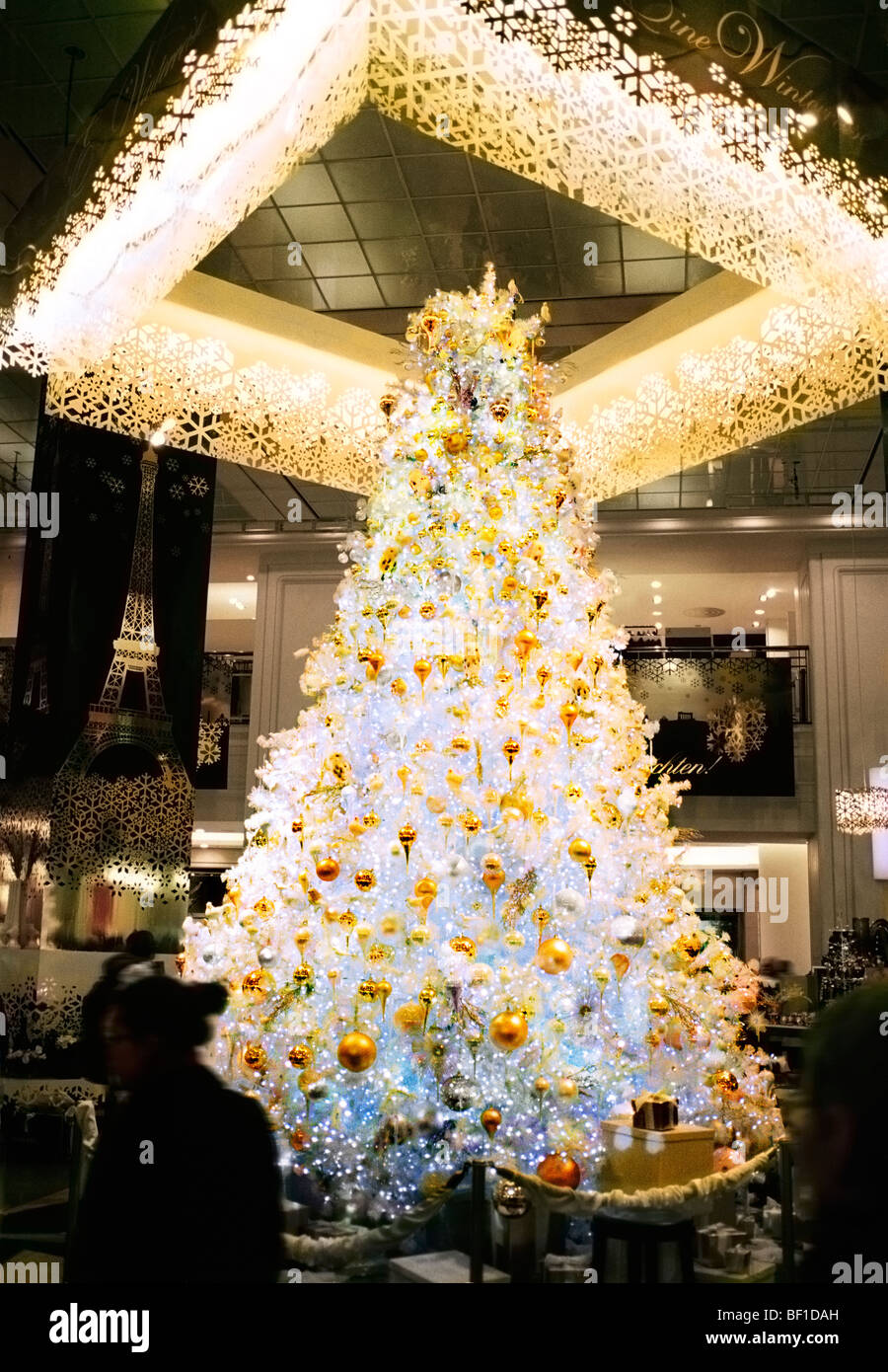 Christmas tree at department store, Berlin, Germany. Stock Photo