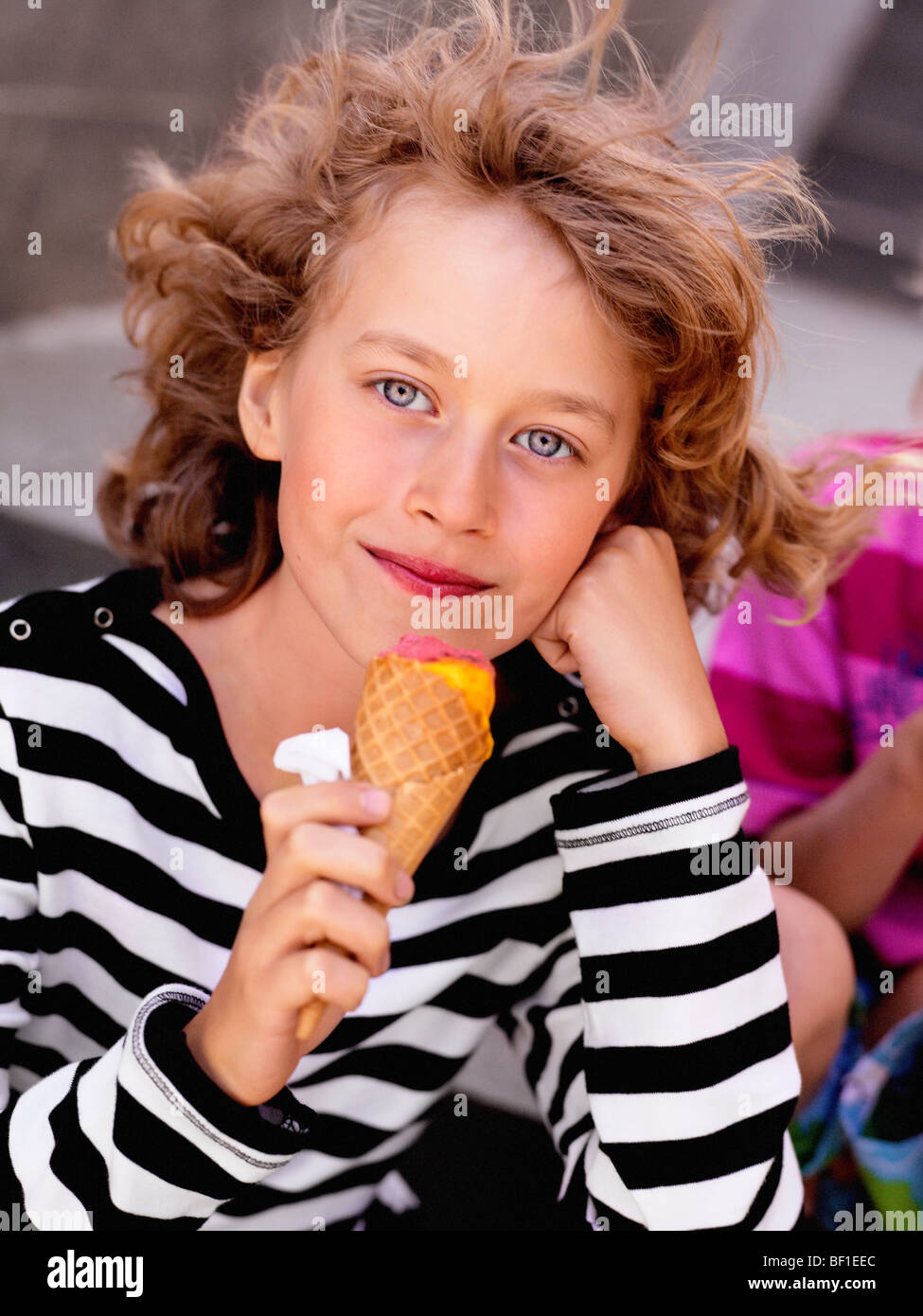 Boy with an ice cream, Sweden. Stock Photo