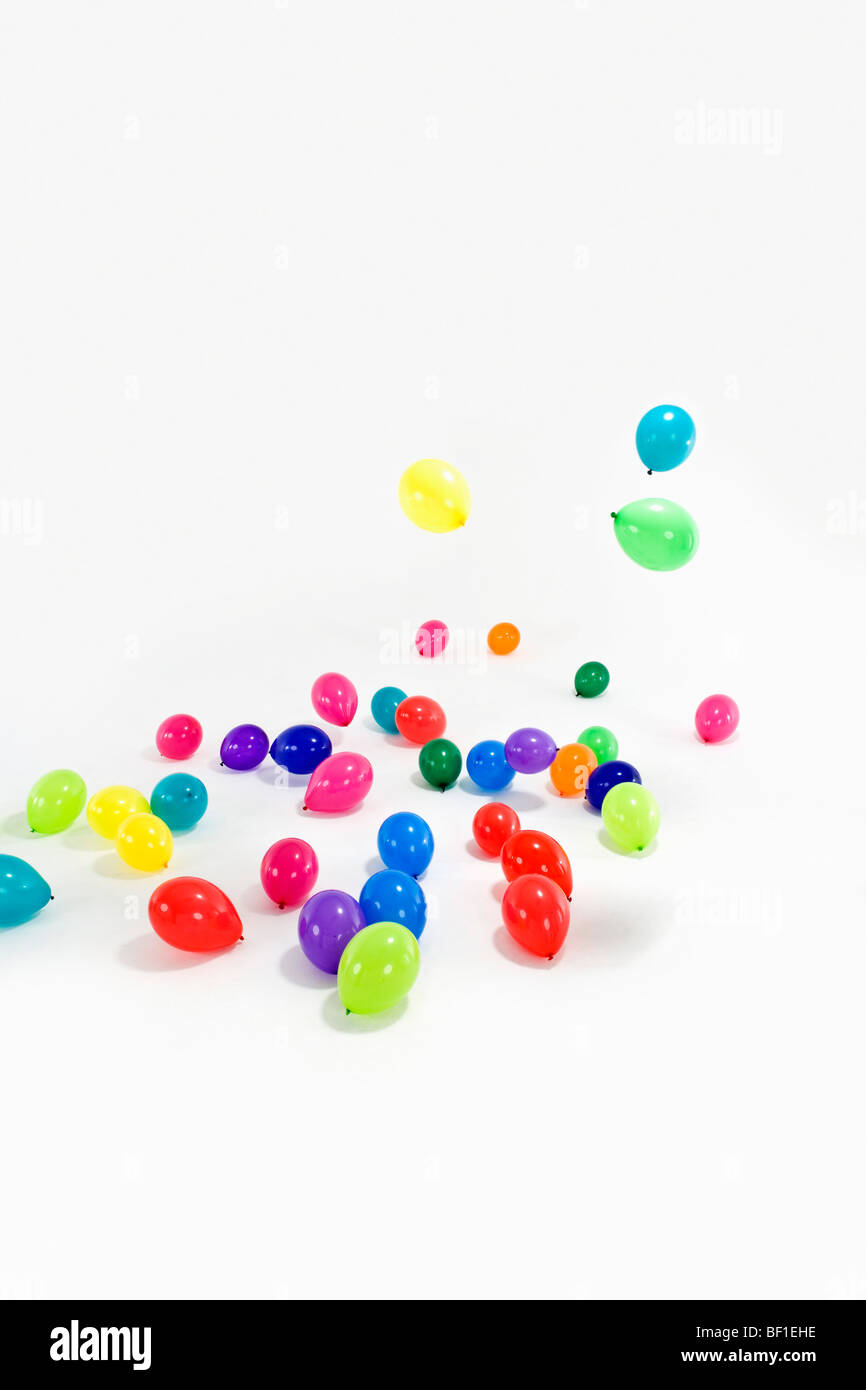 Colored balloons on the ground Stock Photo