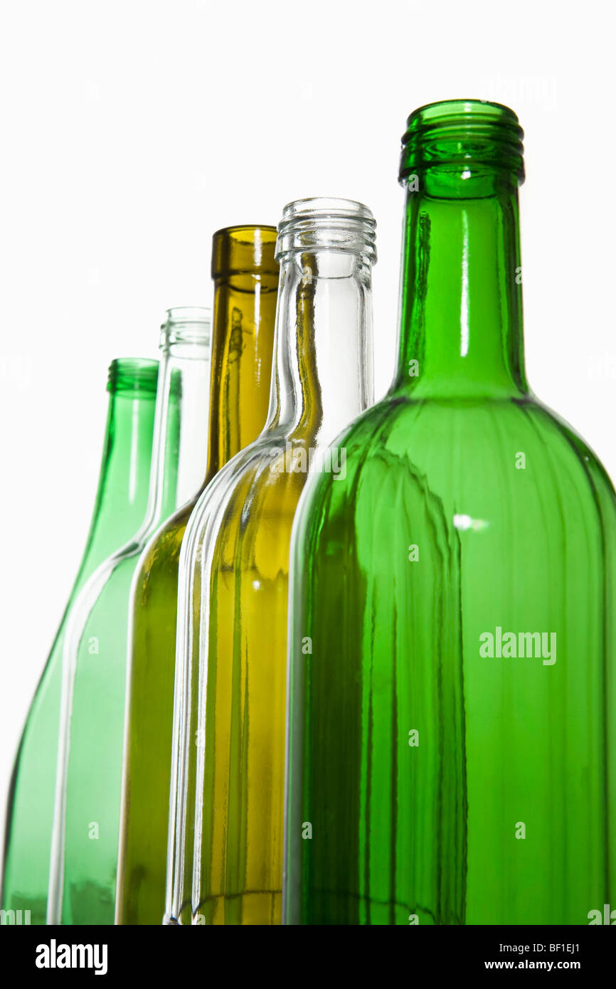 A row of recyclable glass bottles Stock Photo Alamy