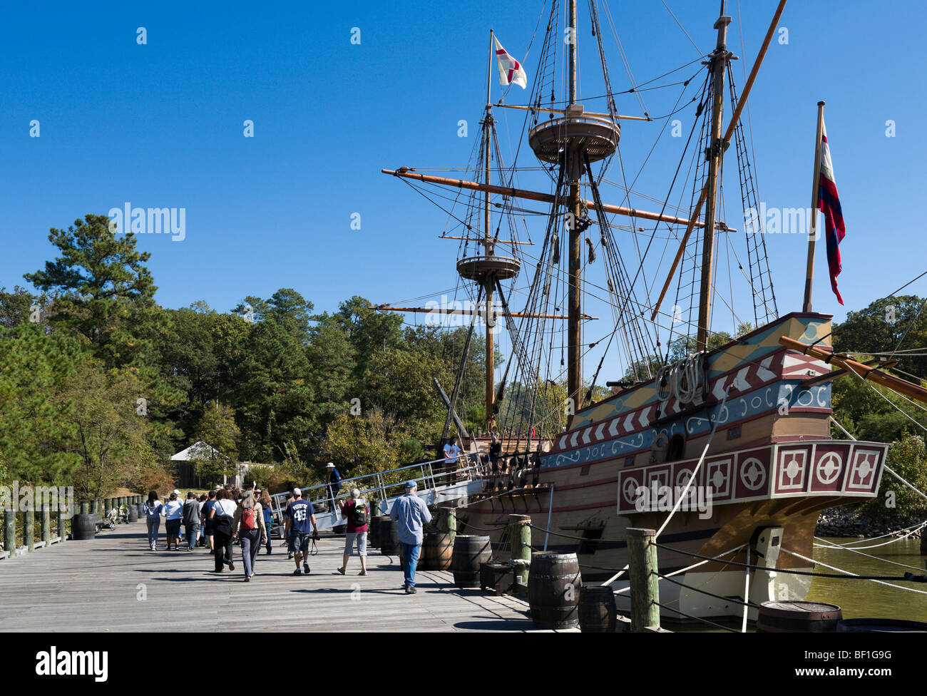 Replica sailing ship the Susan Constant, Jamestown Settlement, Jamestown, Virginia, USA Stock Photo