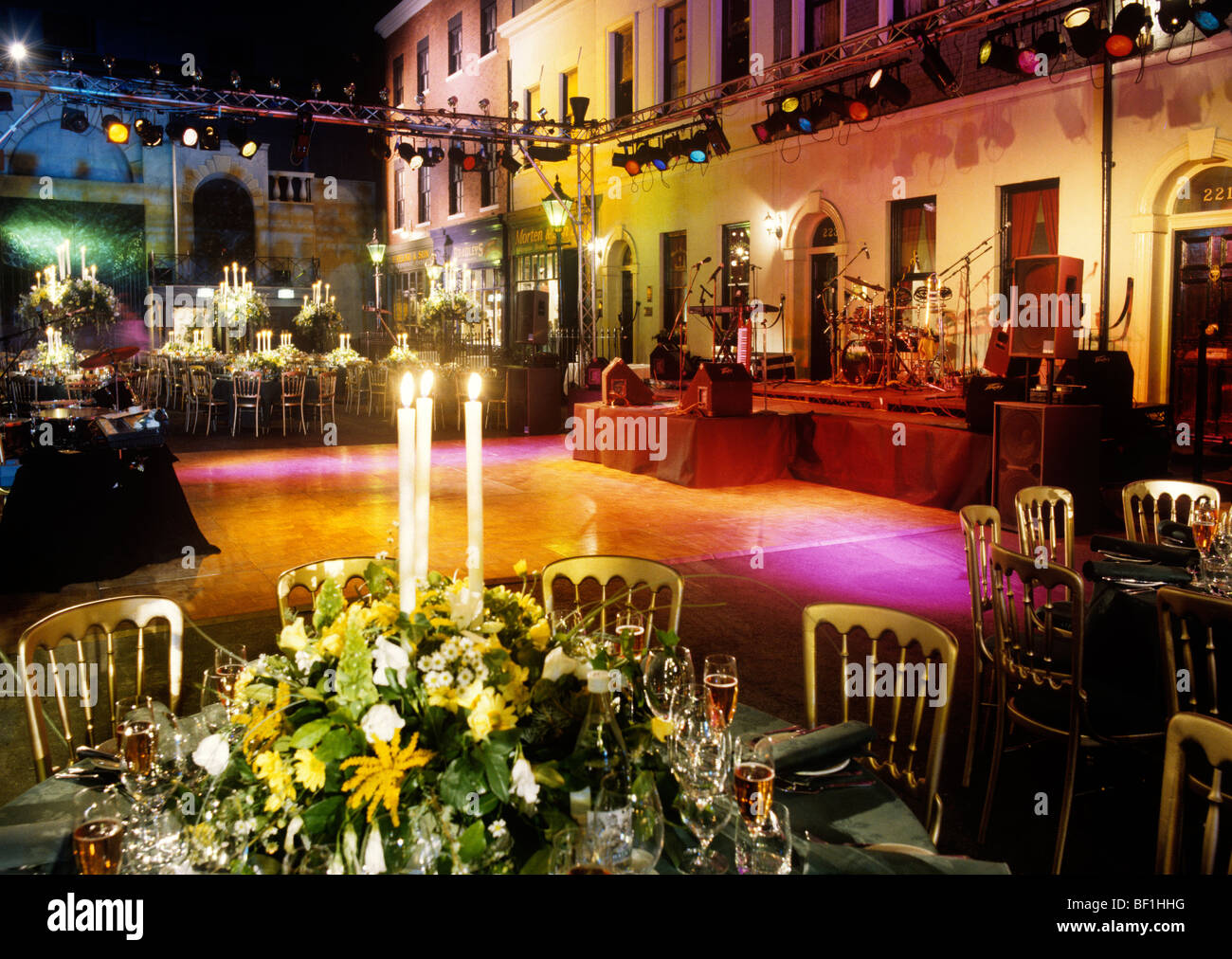 UK, England, Manchester, Granada Studios, Baker Street Set dressed for private party Stock Photo