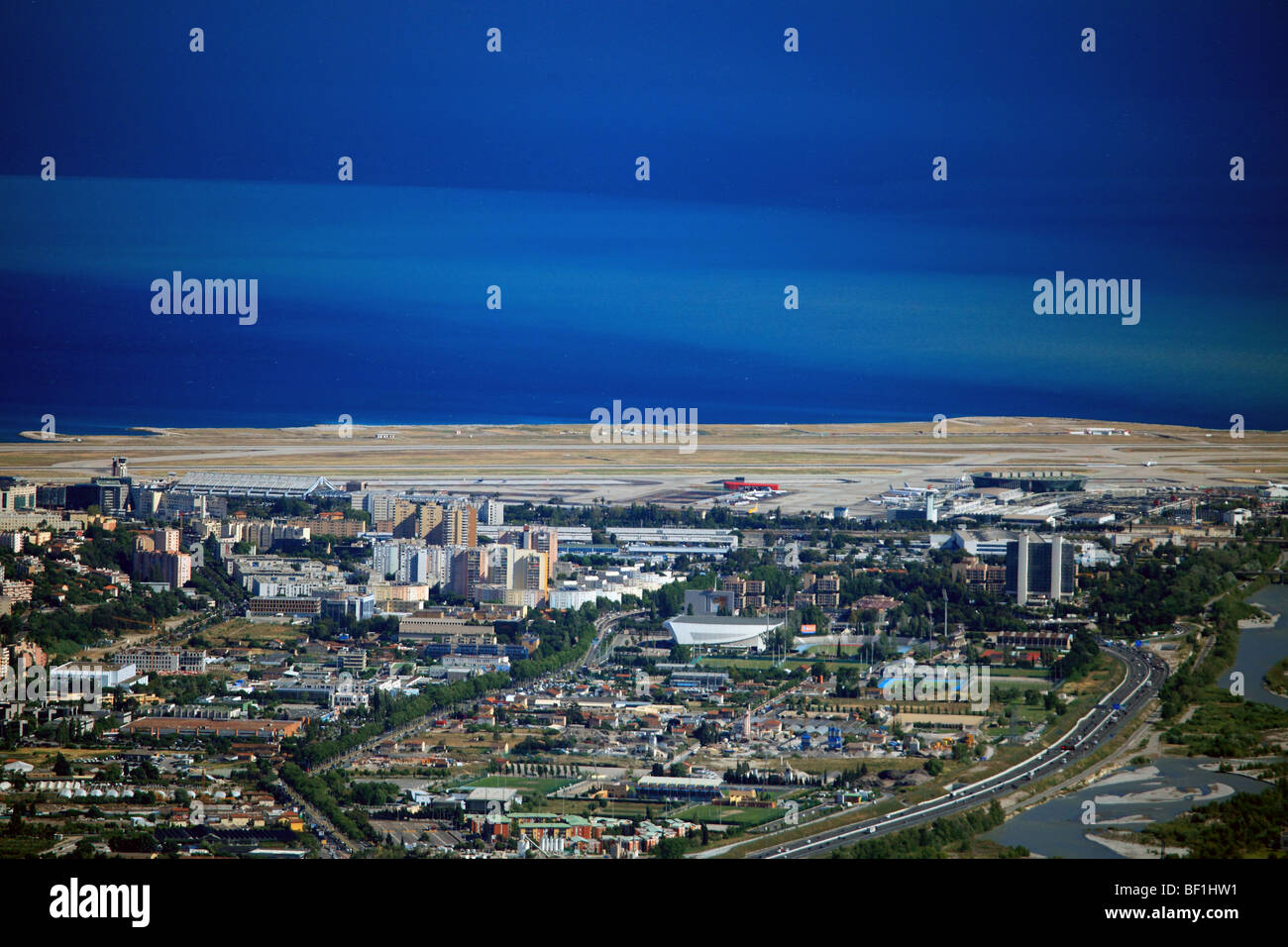 The Nice city international airport close to the sea Stock Photo