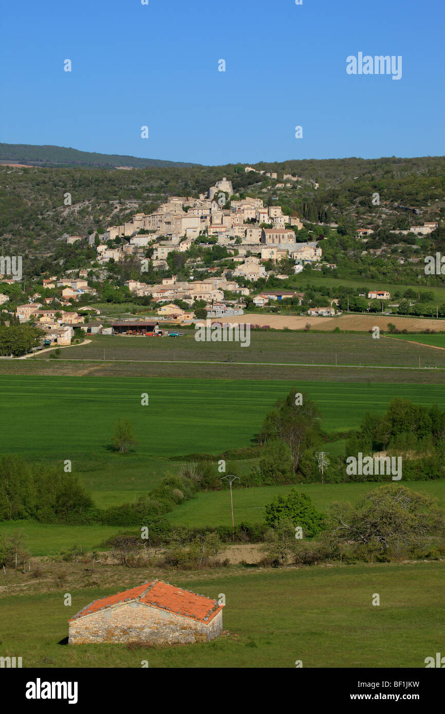 The picturesque village of Simiane la Rotonde Stock Photo