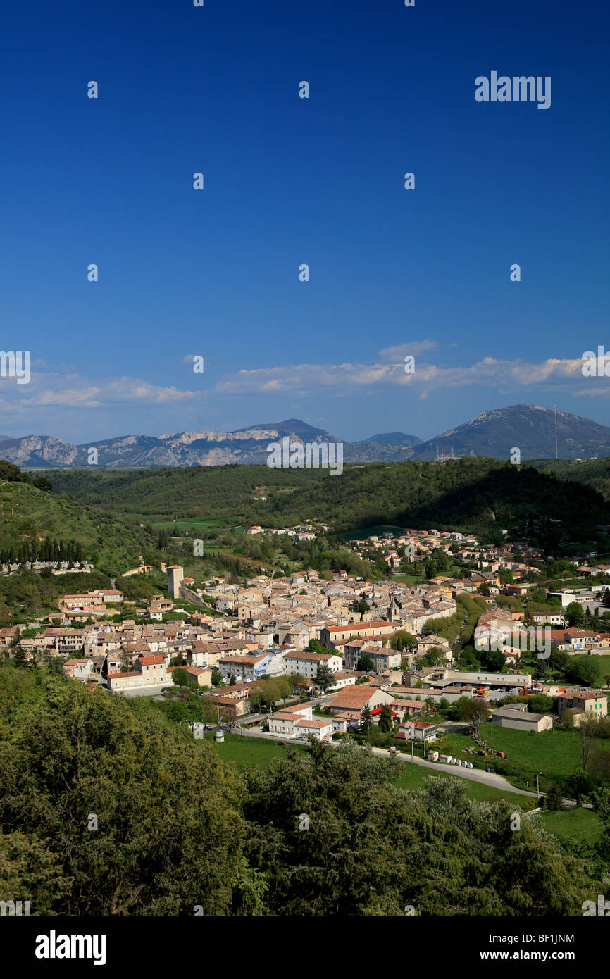 Overhead view of the Provence village of Riez near the Valensole plateau Stock Photo